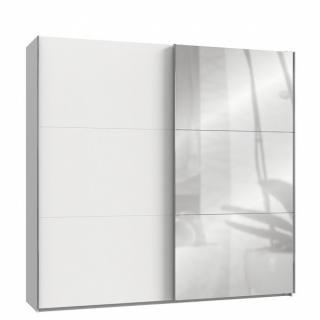 Armoire coulissante LISBETH 1 porte blanc 1 miroir 250 x 236 cm hauteur